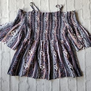 Rue21 off shoulder top blue white rust colors size xl